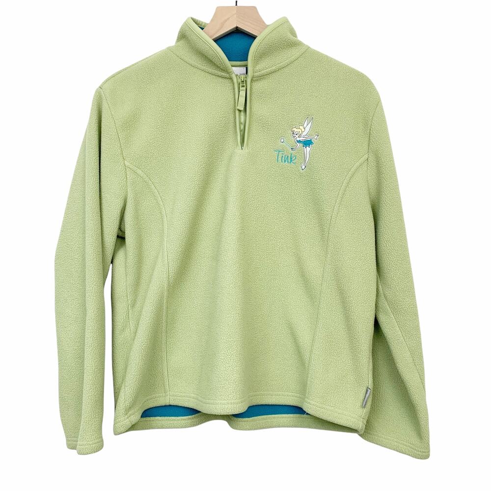 Vintage Tinkerbelle Disney Store Fleece Pullover Green Size Medium Sweater Tink